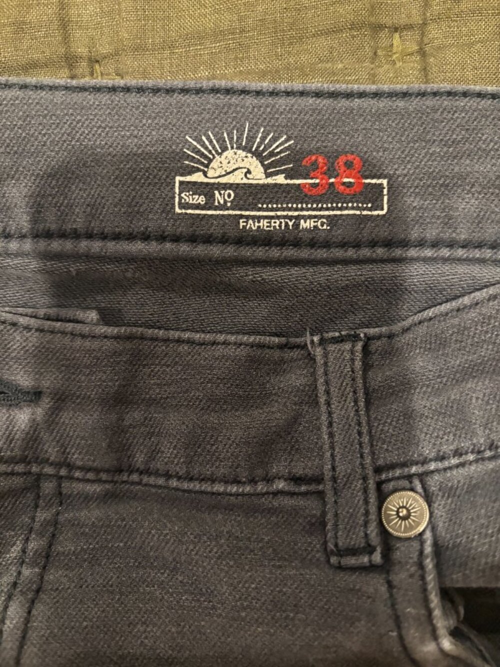 Faherty Stretch Terry 5-Pocket Pants Men's 38 Navy